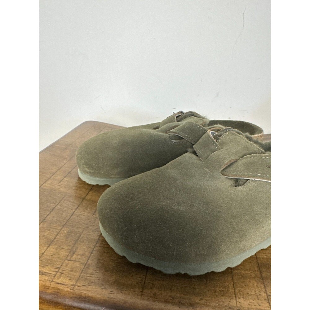 Birkenstock Boston Shearling Suede Clogs Olive Green EU 39 US 8-8.5 Women's - Picture 3 of 9